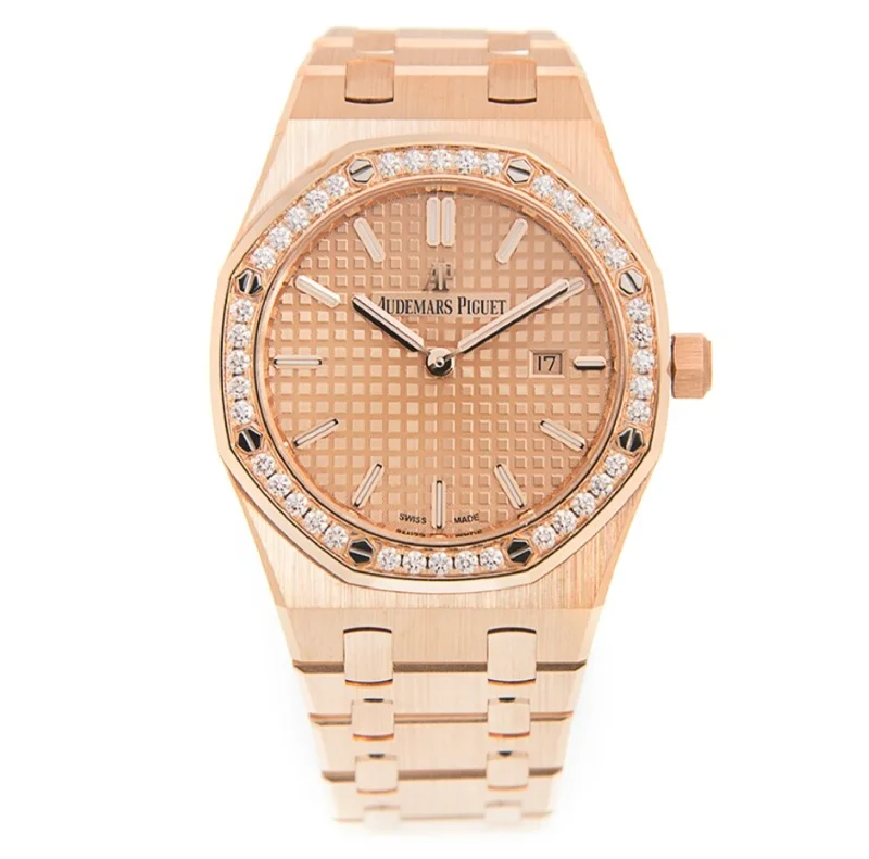 Royal Oak 67651 Ladies Rose Gold White Diamonds Bezel Dial Swiss 2713 Clone replica watch